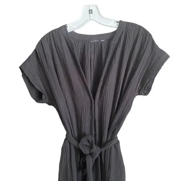 Black Cotton Wide Leg Jumper Jumpsuit Size Medium - Picture 2 of 9